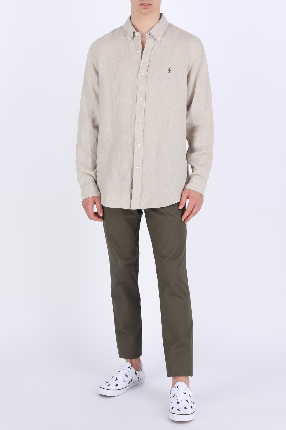 Classic Fit Linen Shirt in Beige